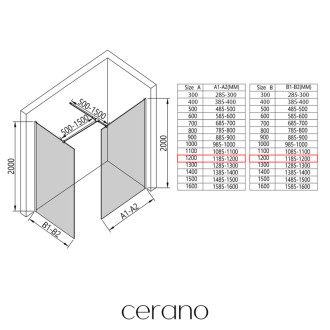 CERANO - Sprchová zástena Walk-in Onyx T L/P - 8 mm - hranatá vzpera - čierna matná, bronzové sklo - 120x120x200 cm
