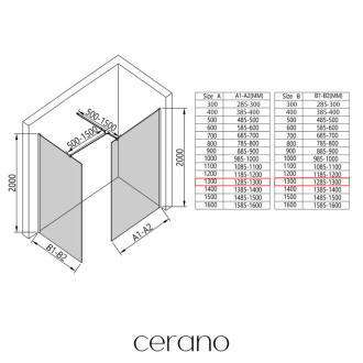 CERANO - Sprchová zástena Walk-in Onyx T L/P - 8 mm - hranatá vzpera - čierna matná, bronzové sklo - 130x130x200 cm