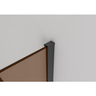 CERANO - Sprchová zástena Walk-in Onyx T L/P - 8 mm - hranatá vzpera + polička/držiak na uteráky - matná čierna, bronzové sklo - 140x70x200 cm