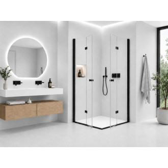 CERANO - Sprchovací kút Volpe Duo L/P - 6 mm - matná čierna, číre sklo - 70x90x190 cm - skladací