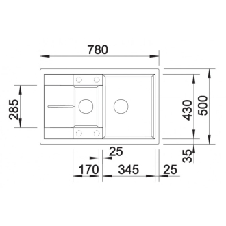 Blanco METRA 6 S Compact 513553 drez s odkvapom, obojstranný aluminium drez vstavaný