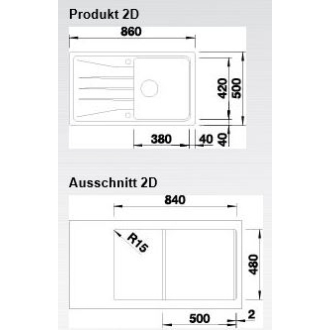 Blanco SONA 5 S 519673 drez s odkvapom, obojstranný aluminium drez vstavaný