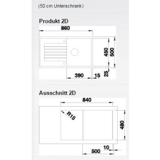 Blanco ZIA 5 S 520504 drez s odkvapom, obojstranný aluminium drez vstavaný