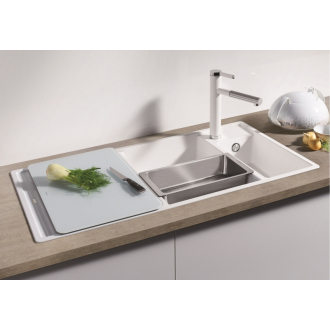 Blanco Sklenená krájacia doska biela pre drez AXIA III 497x350 biele tvrdené sklo 234045