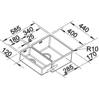 Blanco CLARON 340/180-U 521609 dvojdrez, hlavný drez vľavo nerez hodvábny lesk, pod dosku