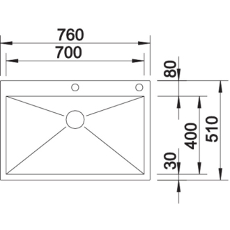Blanco ZEROX 700-IF/A 521631 jednodrez bez odkvapu hodvábny lesk drez vstavaný/do roviny