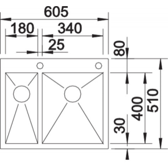 Blanco ZEROX 340/180-IF/A 521642 dvojdrez, hlavný drez vpravo lesk, vstavaný/do roviny