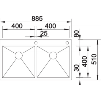 Blanco ZEROX 400/400-IF/A 521648 dvojdrez hodvábny lesk drez vstavaný/do roviny