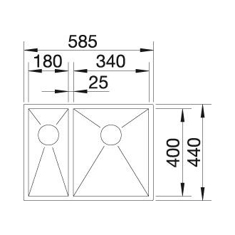 Blanco ZEROX 340/180-IF 521611 dvojdrez, hlavný drez vľavo nerez lesk, vstavaný/do roviny