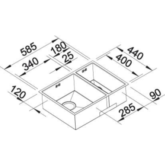 Blanco ZEROX 340/180-U 521613 dvojdrez, hlavný drez vľavo hodvábny lesk drez pod dosku