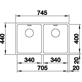Blanco ANDANO 340/340-U 522983 jednodrez hodvábny lesk drez pod dosku