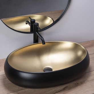 REA Umývadlo na dosku Melania Black/Gold REA-U0469