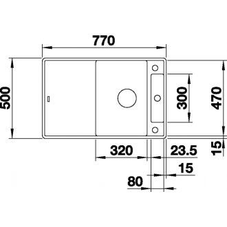 Blanco AXIA III 45 SF 523195 drez s odkvapom, obojstranný aluminium drez do roviny
