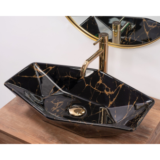 Rea Umývadlo na dosku Vegas Marble Black Shiny REA-U5603