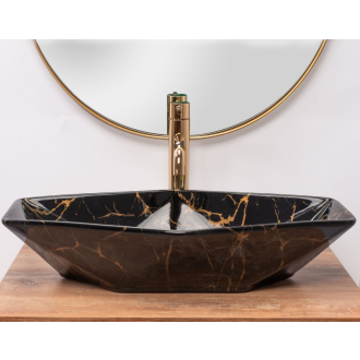 Rea Umývadlo na dosku Vegas Marble Black Shiny REA-U5603