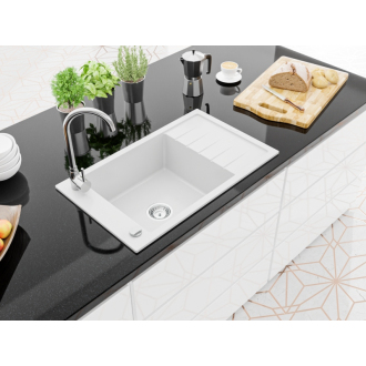 Mexen ELIAS Jednodrez s odkvapom 795x480x200, granit biela 6511791005-20