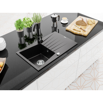 Mexen CESAR Jednodrez s odkvapom 775x470x190, granit čierna 6514771010-77