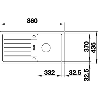Blanco FAVUM 45 S 524228 drez s odkvapom, obojstranný aluminium drez vstavaný
