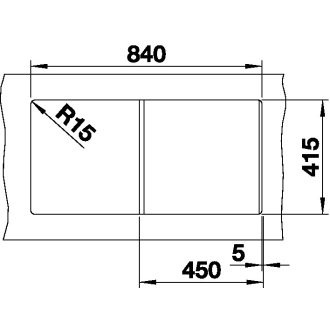 Blanco FAVUM 45 S 524228 drez s odkvapom, obojstranný aluminium drez vstavaný