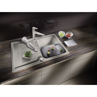 Blanco CLASSIC Neo 45 S 524000 drez s odkvapom, obojstranný aluminium drez vstavaný
