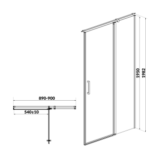Cersanit Moduo sprchové dvere 90x195 pravé číre sklo S162-006
