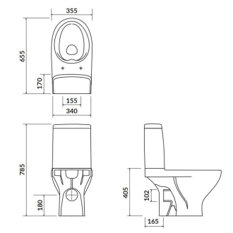 Cersanit Moduo WC kombi zadný odpad+ WC sedátko Slim K116-001