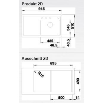 Blanco ZENAR 5S 523938 drez s odkvapom, drez vpravo biela drez vstavaný