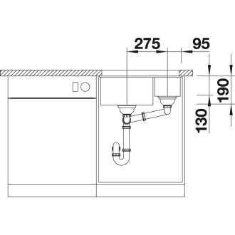 Blanco SUBLINE 340/160-U 523550 dvojdrez, hlavný drez vľavo aluminium drez pod dosku