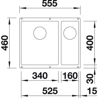 Blanco SUBLINE 340/160-U 523560 dvojdrez, hlavný drez vpravo aluminium drez pod dosku