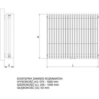 radiátor VIVAT 525 x 1800 mm, farba C. podľa vzorkovníka výrobcu RADVIV5018.