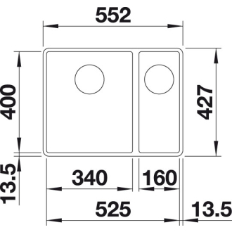 Blanco SUBLINE 340/160-F 523570 dvojdrez, hlavný drez vľavo aluminium drez do roviny