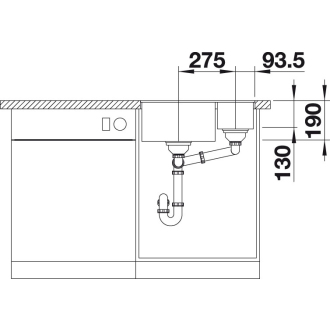 Blanco SUBLINE 340/160-F 523570 dvojdrez, hlavný drez vľavo aluminium drez do roviny
