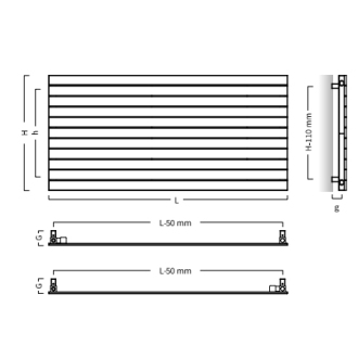 radiátor COVER H NEW 1000 x 421 mm, farba C. podľa vzorkovníka výrobcu RADCOVHN10008.