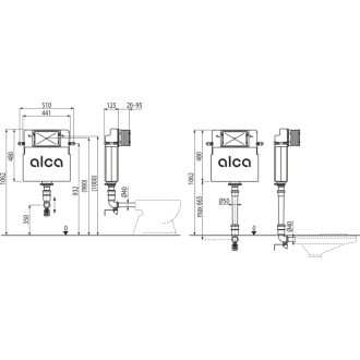 ALCA AM112W Basicmodul - WC nádrž na zamurovanie