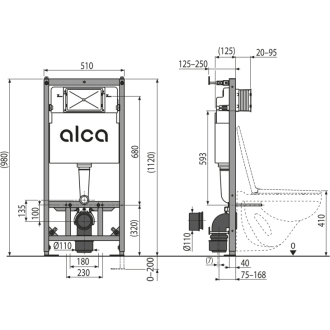 ALCA AM101/1120W Sadromodul - Predstenový inštalačný systém pre suchú inštaláciu