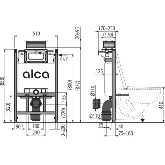 ALCA AM118/850 Sadromodul - Predstenový inštalačný systém pre suchú inštaláciu