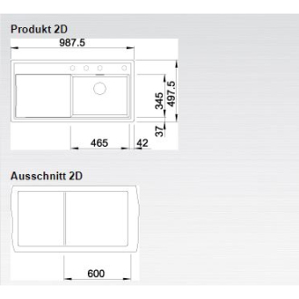 Blanco ZENAR XL 6S-F 523904 drez s odkvapom, drez vpravo aluminium drez do roviny