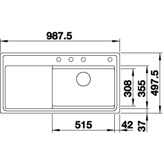 Blanco ZENAR XL6S-F DGP 524084 drez s odkvapom, drez vpravo aluminium drez do roviny