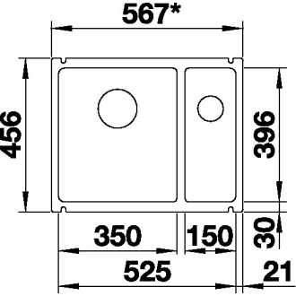 Blanco SUBLINE 350/150-U 523746 dvojdrez, hlavný drez vľavo basalt drez pod dosku