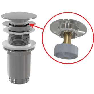 ALCA A392C "Výpust umývadlová CLICK/CLACK 5/4"" celokovová s prepadom, veľká zátka"