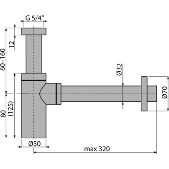 ALCA A400 Sifón umývadlový DN32 DESIGN celokovový, okrúhly