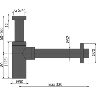ALCA A400BLACK Sifón umývadlový DN32 DESIGN, čierna-mat