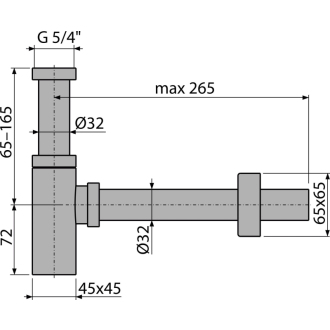 ALCA A401 Sifón umývadlový DN32 DESIGN celokovový, hranatý