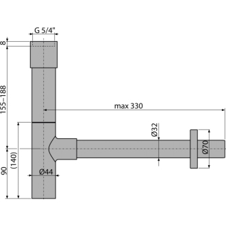 ALCA A402 Sifón umývadlový DN32 DESIGN celokovový, masívny