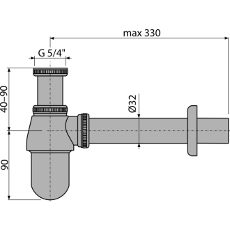 ALCA A431 &quot;Sifón umývadlový DN32 s prevlečnou maticou 5/4&quot;&quot;, kov&quot;