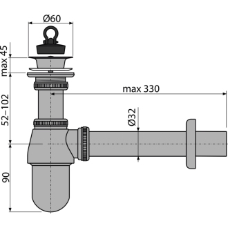 ALCA A437 &quot;Sifón umývadlový DN32 s výpustou 5/4&quot;&quot;, celokovový&quot;