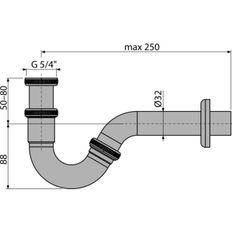 ALCA A45G Sifón bidetový DN32 kov