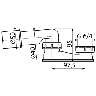 ALCA A532-DN50 Zápachový uzáver znížený