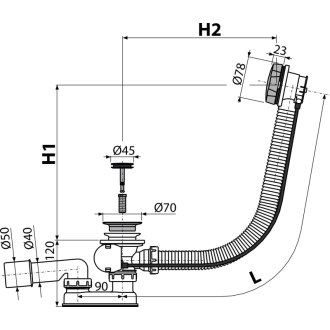 ALCA A55ANTIC Sifón vaňový automat komplet, bronz-antic