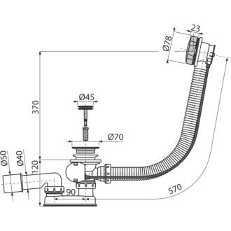ALCA A55K-NP Sifón vaňový automat komplet, NICKEL-lesk
